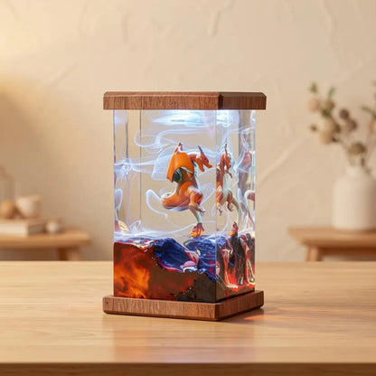 Pokémon-Inspired Resin Night Light – Charizard Volcano Diorama | Handmade Anime Display Lamp | Gaming Room Decor | Collector Gift
