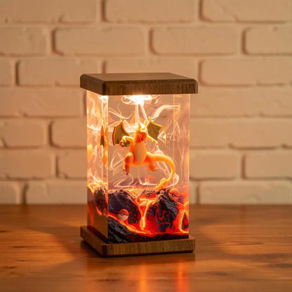 Pokémon-Inspired Resin Night Light – Charizard Volcano Diorama | Handmade Anime Display Lamp | Gaming Room Decor | Collector Gift