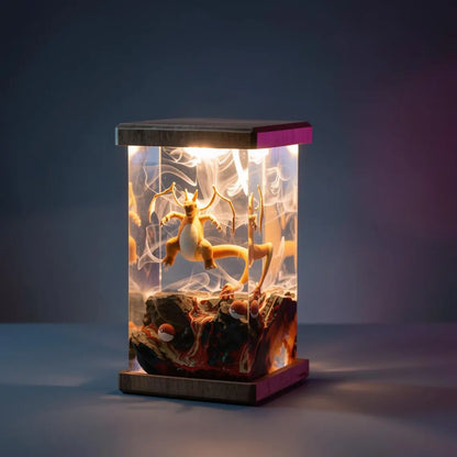 Pokémon-Inspired Resin Night Light – Charizard Volcano Diorama | Handmade Anime Display Lamp | Gaming Room Decor | Collector Gift