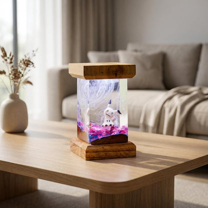 Mimikyu Resin Night Light – Glowing Pokémon Diorama Lamp | Handmade Epoxy Art | Anime Gaming Room Decor | Unique Collector Gift