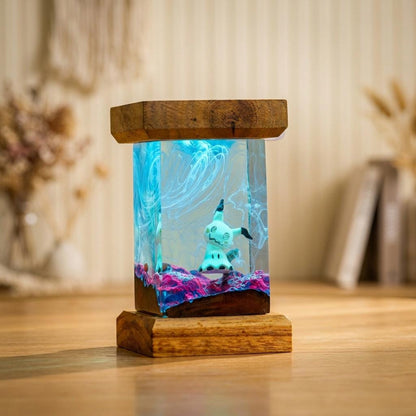 Mimikyu Resin Night Light – Glowing Pokémon Diorama Lamp | Handmade Epoxy Art | Anime Gaming Room Decor | Unique Collector Gift