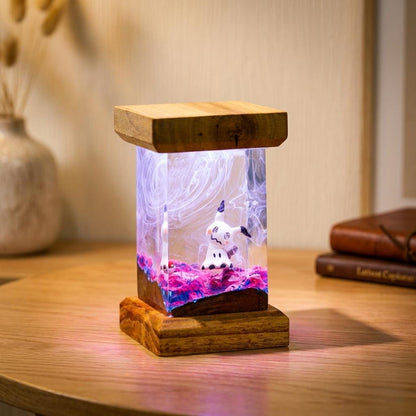 Mimikyu Resin Night Light – Glowing Pokémon Diorama Lamp | Handmade Epoxy Art | Anime Gaming Room Decor | Unique Collector Gift