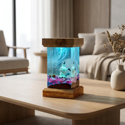 Mimikyu Resin Night Light – Glowing Pokémon Diorama Lamp | Handmade Epoxy Art | Anime Gaming Room Decor | Unique Collector Gift
